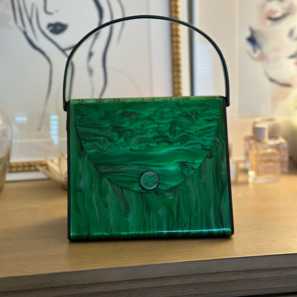 Marbled Green Resin Mini Purse (Made by 8 Other Reasons)